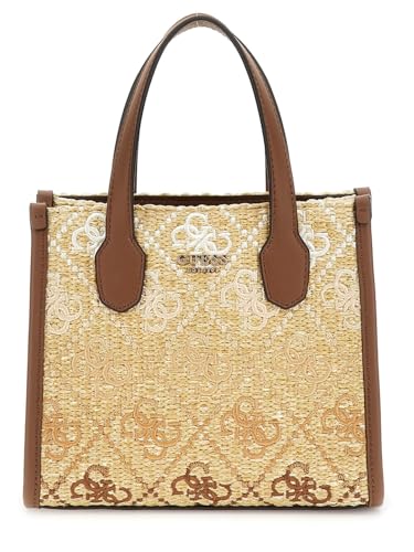 GUESS Mini bolsa Silvana com 2 compartimentos, logotipo de conhaque, Logotipo conhaque, One Size