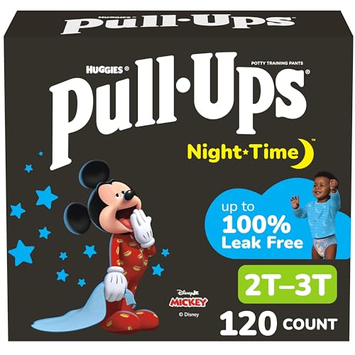 Image of Pull-Ups Boys' Night-Time Potty Training Pants, Size 2T-3T Overnight Training Underwear (16-34 lbs),120 Ct