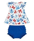EASWEET Bamboo Viscose Baby Girl Outfit Cap Sleeve Top with Bloomers 2 Piece Baby Girl Clothing Set, Bowtie, 12-18 Months