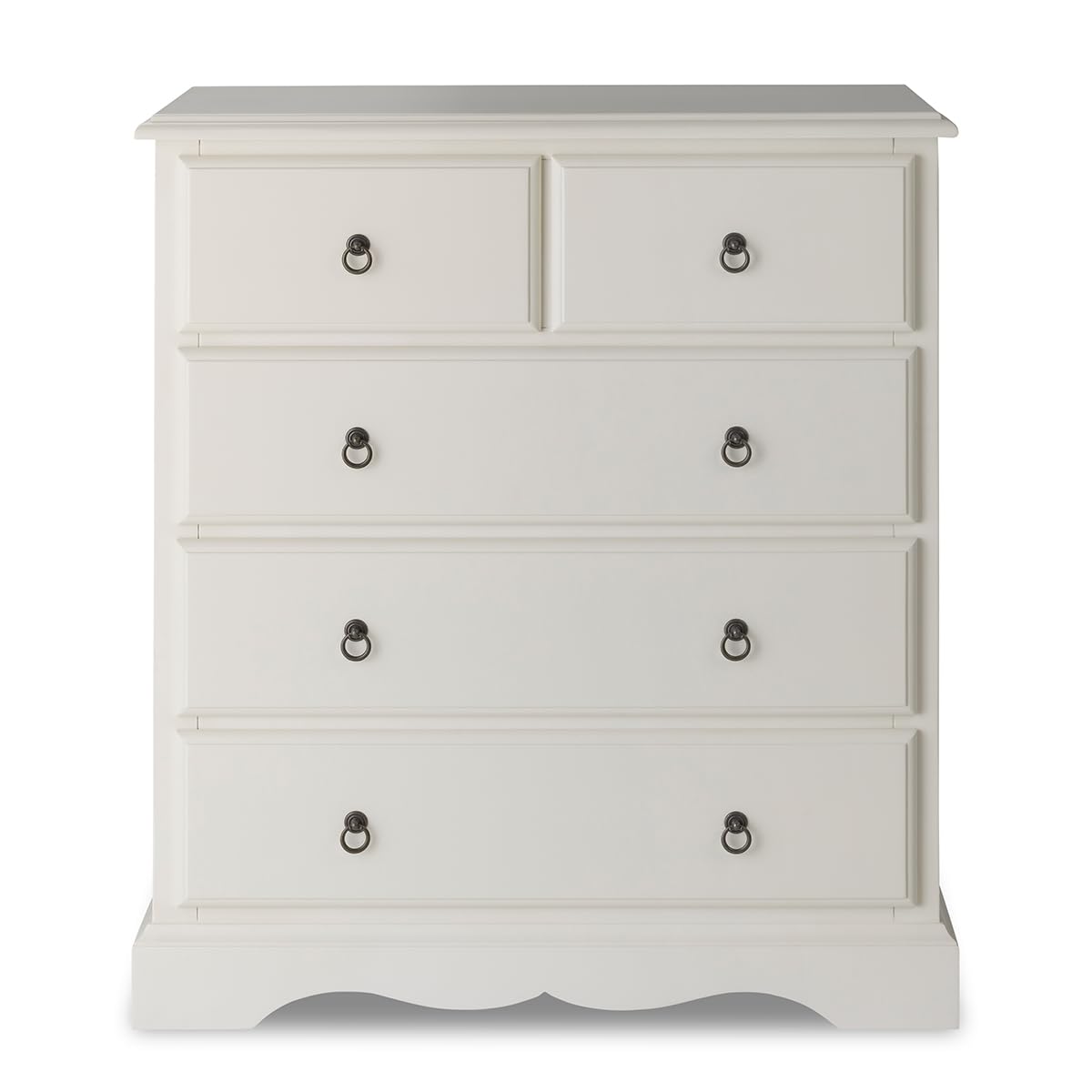 Romance Chest of Drawers | 2 Over 3 Large Antique White Chest (W90 x H105 x D42cm) | Assembled French Style Bedroom Furniture (04-02)