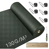 lalairodori 防草シート 1m 50m 高密度 130g/㎡ 防草シート10年耐久 不織布 除草シート 厚手 高耐久 ぼうそうシート 雑草防止シート 透水性 遮光性アップ 防そうシート UV耐候剤配合 紫外線劣化防止 雑草対策 工事用 園芸用 人工芝下 Uピン杭100本と黒丸100枚付き (グリーン, 1*50m)