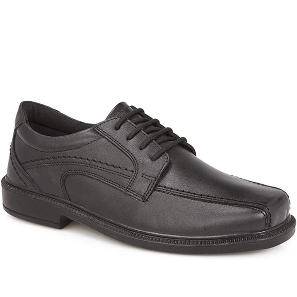 Men's Smart Leather Shoes - Wide Fit Derby Design - Ultra-Cushioned Insole - Gripped Sole - Tramline Stitching