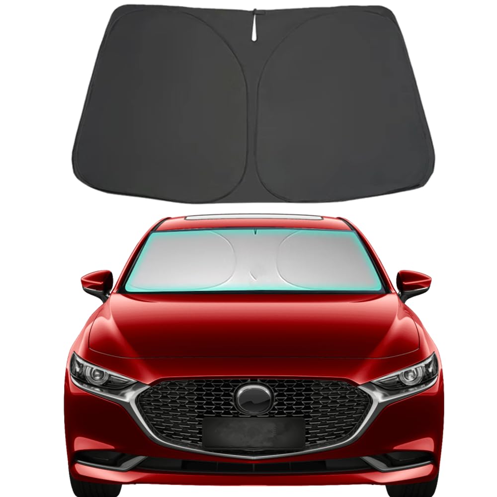 Windshield Sun Shade for 2019-2024 2025 Mazda 3 Foldable Car Front Window Sunshade Accessories 240 T Sun Visor Protector Reflective Cover Block UV