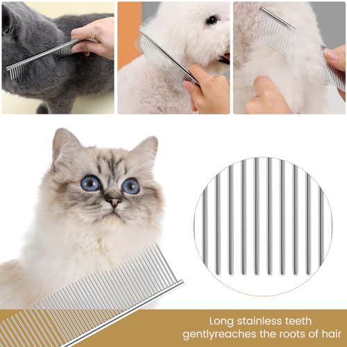 Image of Generic Cat and Dog Grooming Comb, Stainless Steel, Removes Hair and Fleas, Silver