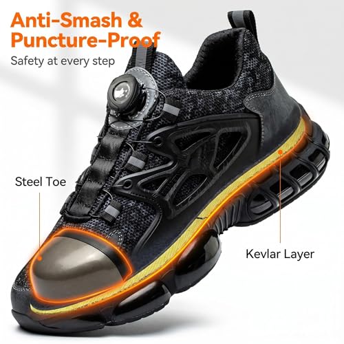 Image of Steel Toe Shoes for Men Women Lightweight Comfortable Work Sneakers Composite Toe Shoes Safety Tennis Sneakers for Long Shifts