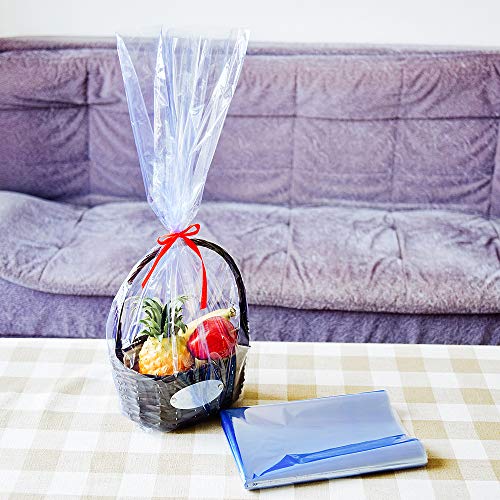 Image of LazyMe Shrink Wrap Bags for Gift Baskets, 18x24 Inch, 10 Pcs | Clear PVC, Heat Shrink Wrap, Cellophane Wrap, Fits Small to Medium Gift Baskets, Christmas, Easter, Baby Shower