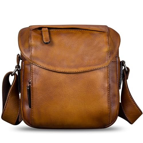 IVTG Genuine Leather Messenger Bag for Men Crossbody Shoulder Bag Satchel Casual Sling Daypack Work Business Daily Purse2