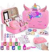 Kids Nail Polish Set for Girls, Non-Toxic Quick Dry Nail Art Salon Kit with Nail Dryer and Peelab...