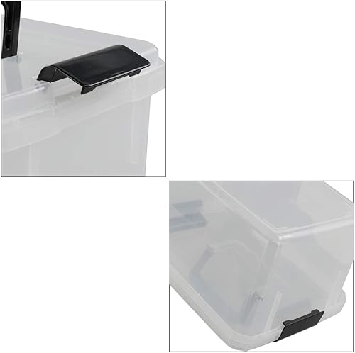 Vista 16 de Caja de almacenamiento de plástico de 10 L, caja de cierre transparente con asa, juego de 4