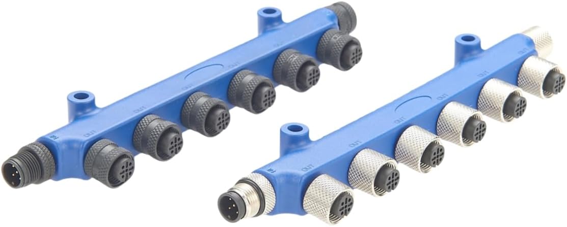 NMEA 2000 N2k 6 Port T Connector M12 Micro-C Multiport 6 Way Tee Splitter 5 Pin Backbone Drop Cable Adapter Marine Boat Tee Distributor for Can Bus DeviceNet CANOpen Sensor Junction Box (Plastic)