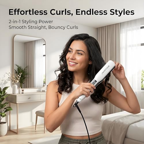 Image of Flat Iron Hair Straightener - 1.4 inch Wide Plate, 15s Fast Heating with 37 Temp Settings 122-450F, Dual Voltage Ionic Ceramic Flat Iron for All Hair Types with Auto Shut-Off
