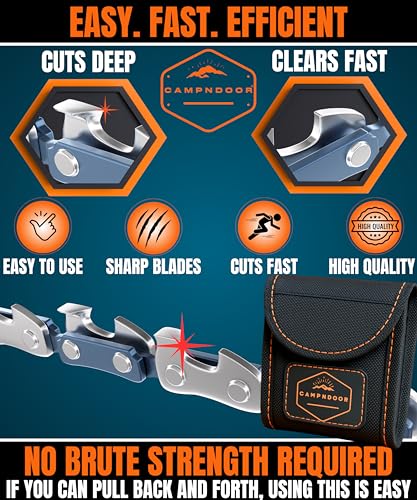 CAMPNDOOR Pocket Chainsaw for Camping - 36 Inch Heavy Duty Steel Hand Chainsaw - 48 Teeth Pocket Saw - 65Mn Hand Chain Saw with Handles - Handy Camping Gear - Bushcraft Survival Gear and Supplies