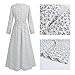 CR ROLECOS Pioneer Dress Women White Floral Prairie Dresses Old Fashioned Amish Colonial Pilgrim Costume Bonnet Set M