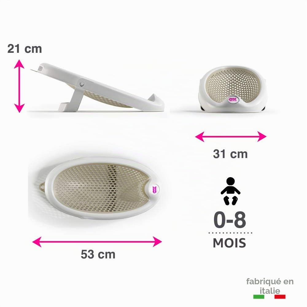OKBABY Jelly Transat de Bain Pliant pour Nouveaux-nés 0-8 Mois Gris