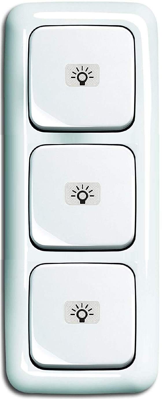 Busch-Jaeger (Original) Lichtschalter Komplett-Set (3xLicht-Taster) mit Licht Symbol -permanent beleuchtet - 3xTaster/Tastschalter 2020 USGL+3fach Rahmen Reflex SI alpinweiß - 3x2145 LI (Symbol LICHT)