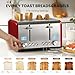 Roter Mond Countdown Stainless Steel 4 Slice Toaster with Bagel, Defrost, Cancel Function, Dual Toaster, Extra Wide Slots, 6 Shade Settings, Removable Crumb Trays, 1650W, Red