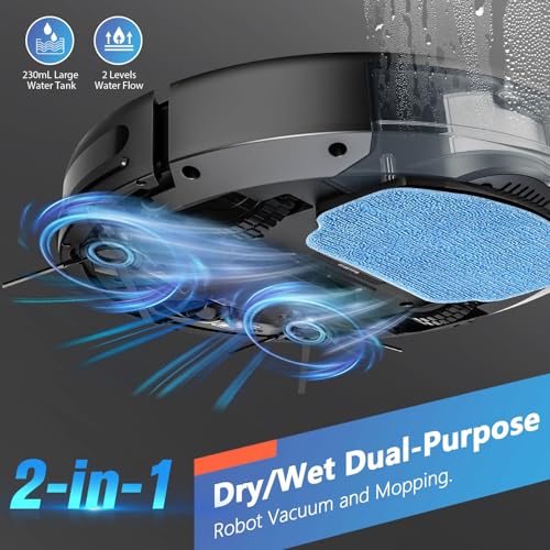 Image of Robot Vacuum and Mop Combo, 2 in 1 Robotic Vacuum Cleaner with Schedule, App /Alexa /Voice Control, Slim 2.87 inch, Self-Charging, Strong Suction & Long Runtime, Ideal for Hard Floor, Pet Hair, Carpet