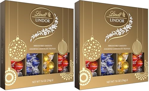 Image of Lindt LINDOR Assorted Chocolate Candy Truffles Modern Gift Box,Assorted Chocolate Candy with Smooth,Melting Truffle Center,7.6 oz.,(Pack of 2)
