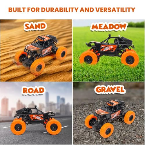 Image of Gooyo GY-45 Rechargeable Remote Control Rock Crawler Car with smoke | Monster Truck with spray for kids | RC Car 4x4 Off-Road Big Car Toy | High Speed | Orange Color | In-Built Battery | Gift Box Pack