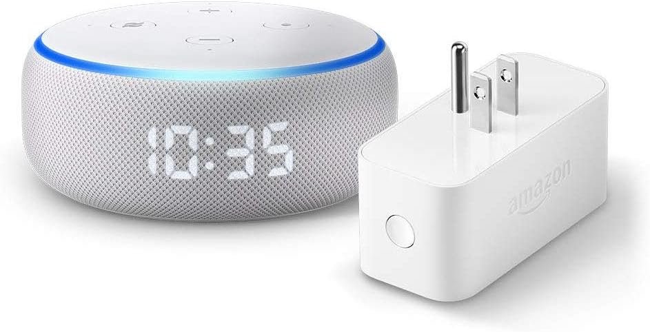 Echo Dot (3rd Gen) with Clock and Amazon Smart Plug - Sandstone