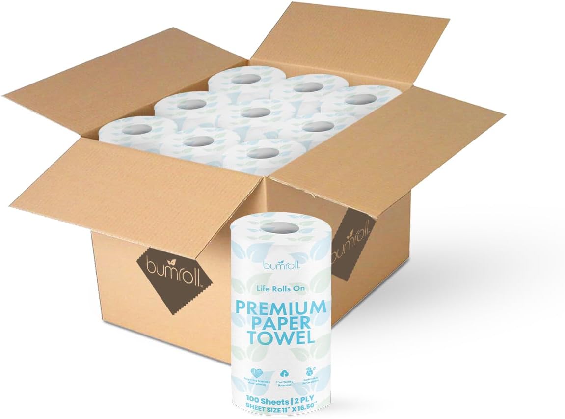 Bulk Paper Towels – Made in USA, 9 Kitchen Paper Towel Rolls, 2-Ply Ultra Absorbent Hand Towels, Industrial Paper Towels for Dispenser, Bathroom, Home & Kitchen Cleaning