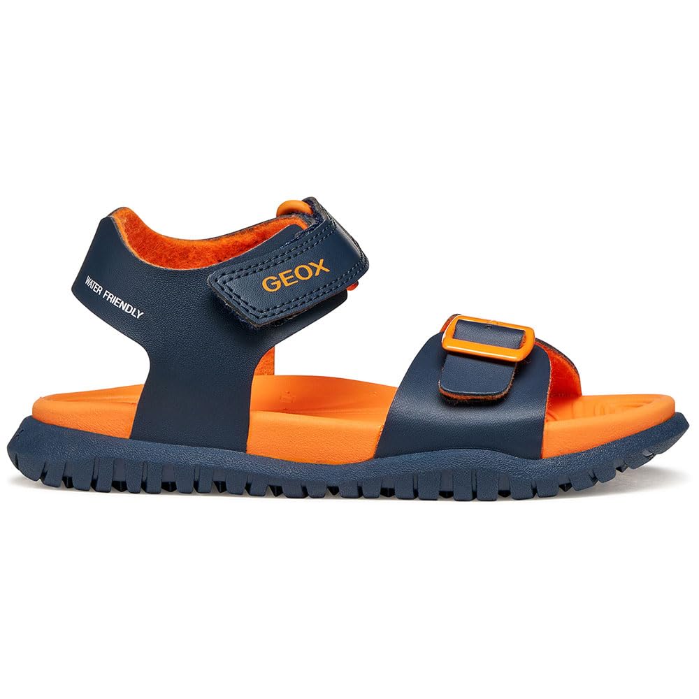 Geox J FUSBETTO BO Sandal, Navy/Orange, 25 EU