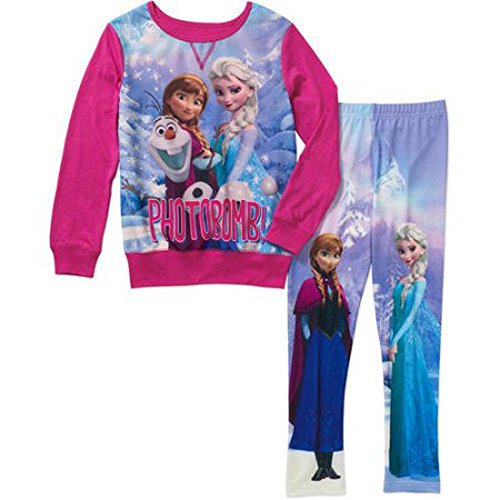 Disney Frozen Elsa, Anna and Olaf Photobomb Printed Legging Set (10/12, Blue)