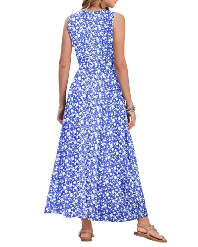 Image of AUSELILY Womens Maxi Dress Summer Sleeveless Wrap Long Dresses with Pockets | V-Neck Wrap Sleeveless Sundress, fits formal, casual, beach, vacation & daily wear