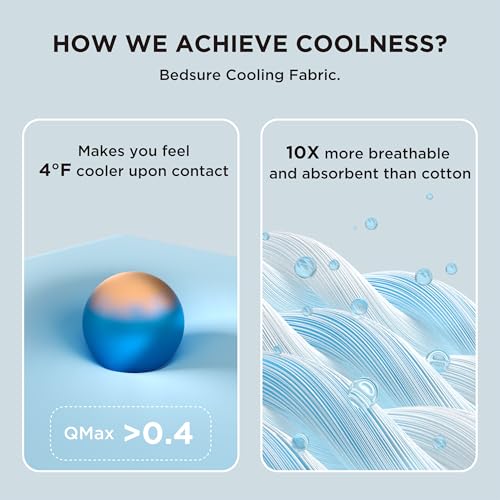 Bedsure Cooling Pillow Cases, Zipper Pillow Cases Queen Size Set of 2, Cool Pillowcases for Hot Sleepers & Night Sweats, Soft & Breathable Cold Pillow Covers for Hair & Skin, Gift, Grey, 20x30 Inches