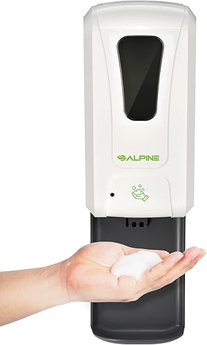 Alpine Dispensador automático de desinfectante de manos, dispensador de jabón sin contacto con bandeja de goteo para restaurante, hospital, escuela,