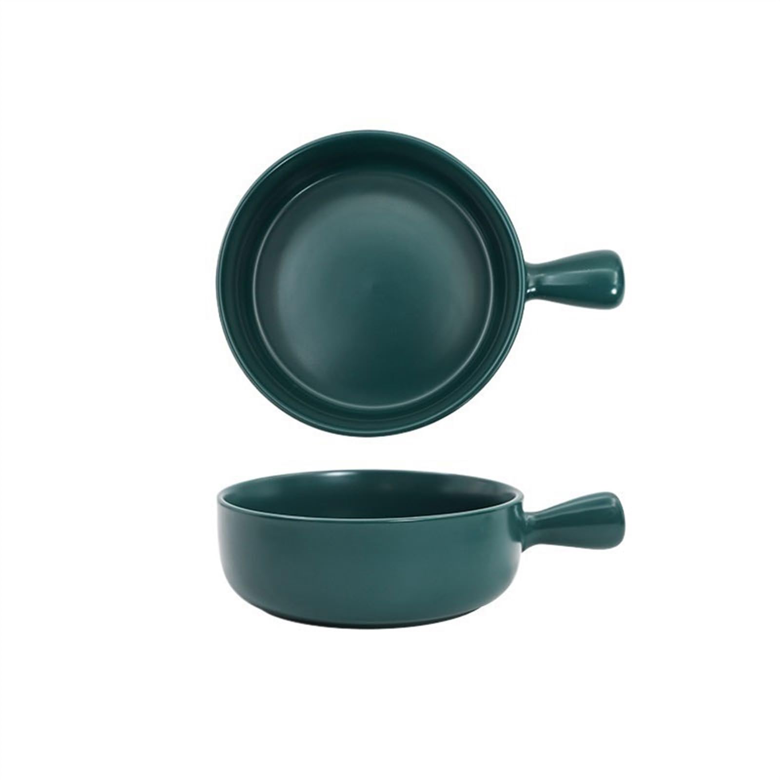 OLSKFUH Kitchen 500Ml Oven Baked Rice Bowl Ceramic Fruit Salad Baking Single Handle Pan Household Breakfast Plate Cooking,Green