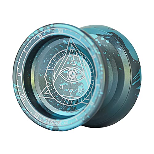 Professional Responsive Yoyo, Aluminum Yo Yo for Kids Beginner, Replacement Unresponsive Ball Bearing for Advanced Yoyo Players + 1 Glove + 5 Yoyo Strings (Gray-Blue)