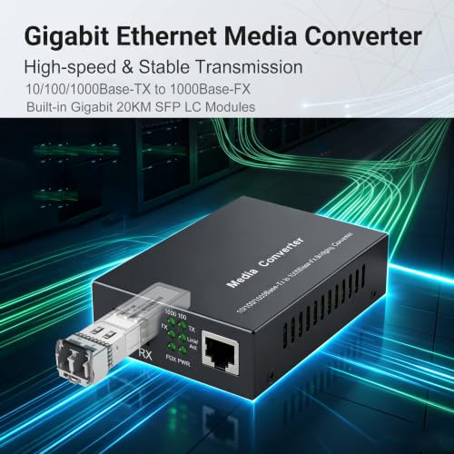 Convertidores de medios de fibra Gigabit con dos módulos SFP LC monomodo de 20 KM 2