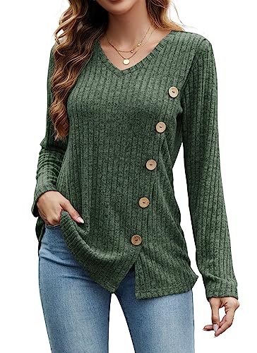 Image of Dimur Sweaters for Women Trendy 2025 Long Sleeve Shirts Ligheweight Sweatshirt Loose Fit Tunic Tops