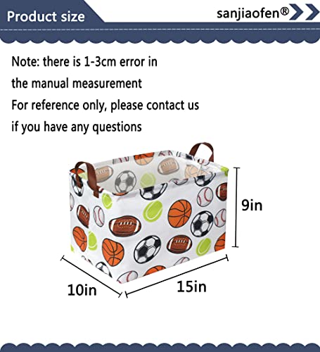 Image of Rectangular Basketball Baskets,Football Basket Organizer.Baseball Basket with Handles.Basketball Bins,Clothers,Books,Kid's Gifts Storage. (Ball)