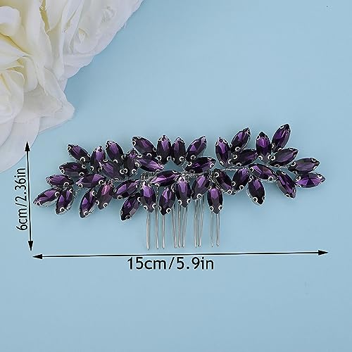 Peine para cabello con cristales morados para boda miniatura 5