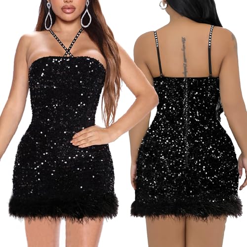 Image of Jigfar Women's Sexy Rhinestone Sheer Mesh See Through Bodycon Dress Birthday Party Club Night Outfits