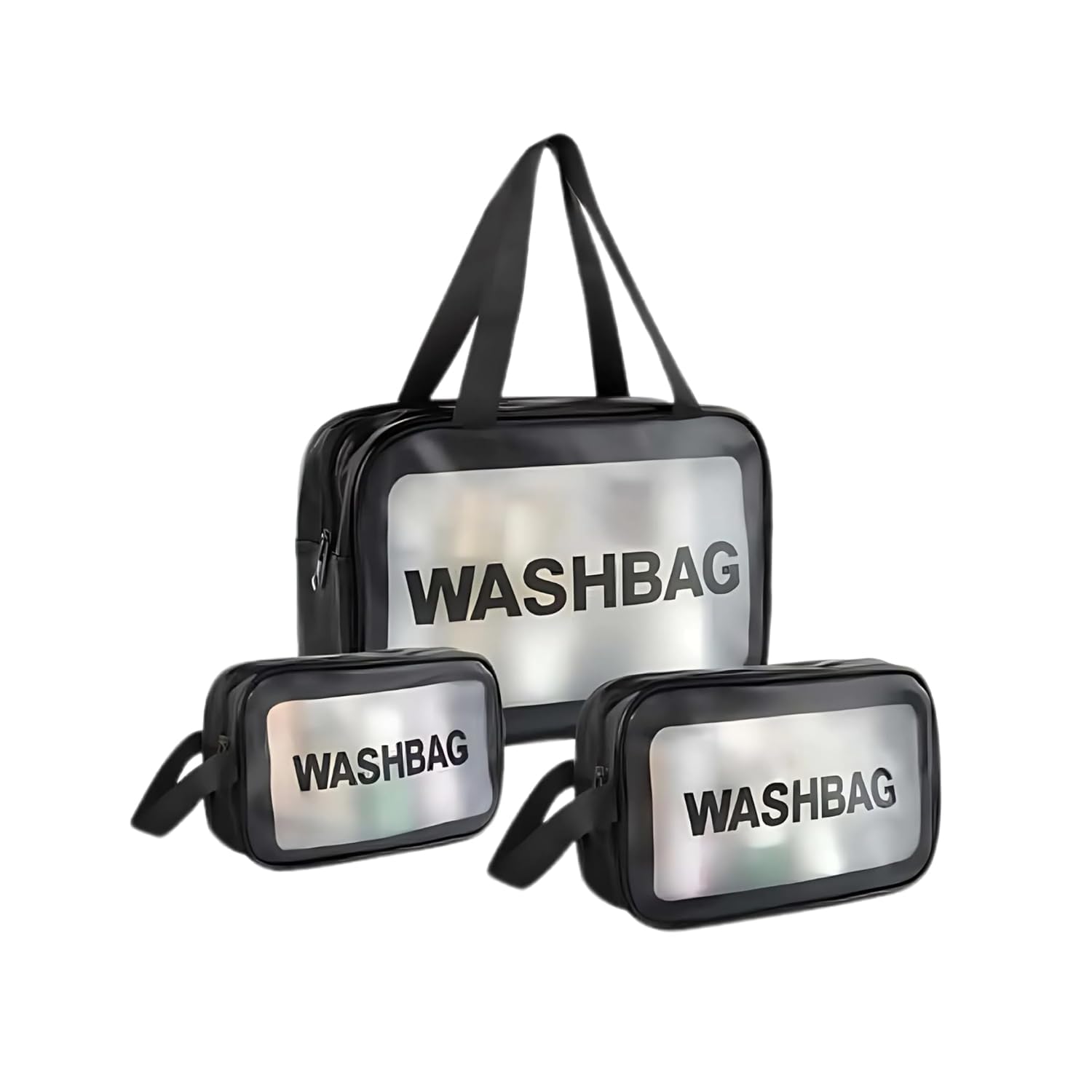 VARNH Reusable Transparent Washbag Kit for Toiletries, Makeup Essentials, Skin Care, Grooming & Cosmetics, Shaving, Bathroom and Accessories-Black-image-48