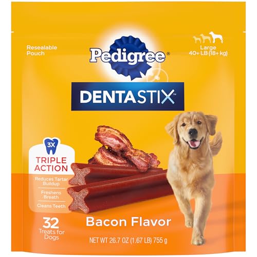 Pedigree Dentastix Large Dog Treats, Several Flavors, 1.67 lb. Bag (32 Sticks)
