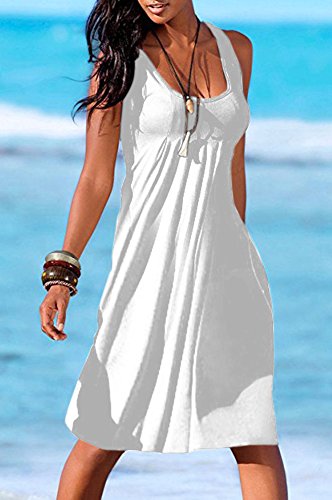Camisunny Women Casual Loose Tank Dresses Sleeveless Beach Vacation Dress Swing Pleated U Neck Fashion Soft2