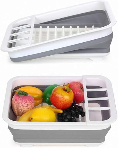 Miniatura 3 de 1 escurridor plegable para secar platos, soporte para vajilla, organizador de fregadero, almacenamiento desplegable para platos, protector de