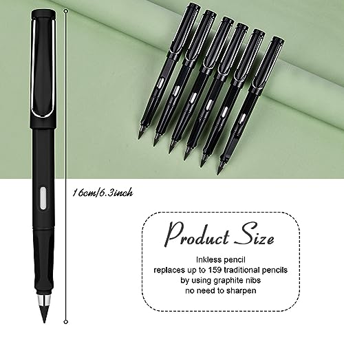 OFFCUP 6 PCS Inkless Pencil, Infinity Pencil with 6pcs Replacement Nibs and 2pcs Eraser, Reusable Everlasting Pencils - Image 2