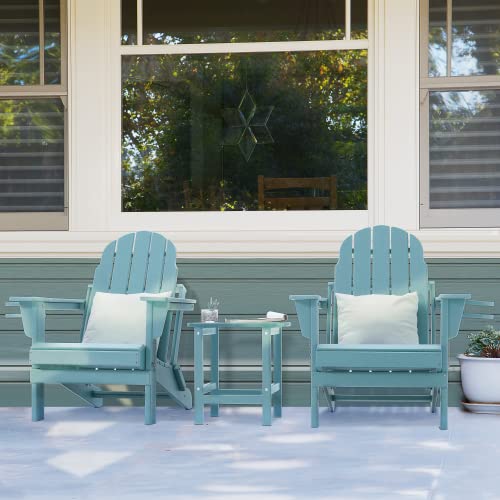 Erommy Adirondack Side Table, Rectangular Patio End Table, Weather Resistant Hdpe Patio Furniture Sets For Garden, Front Porch, Deck, Swimming Pool, Fire Pit, Aruba Blue #TOP7