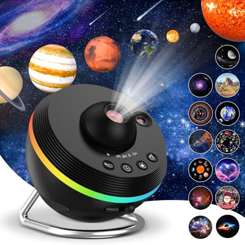 ALLOMN 13 in 1 Galaxy Projector for Bedroom, Planetarium Star Projector with 13 Film Discs & 6 RGB Light Effects, Starry Sky Projectors Planetarium Night Light with Timer for Adults Kids Birthday