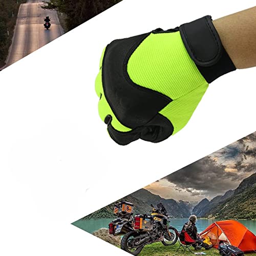 Eodnsofn Outdoor Sport Deerskin Leather Motocross Motorbike Biker Racing Car Windproof Riding Moto Gloves Men (Color : Green, Size : Large) #TOP2
