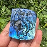 TEAMWILL Natural Labradorite Crystal Quartz Hand Carved Fly Dragon Reiki Healing Crystal Gorgeous Art Sculpture Stone Statue Figurine Minerals Gifts