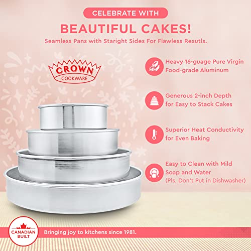 Crown 6 Inch Cake Pan Set Of 4, 2" Deep, Heavy Duty, Straight Sides, Made In Canada, 6 Inch Cake Pans #TOP3