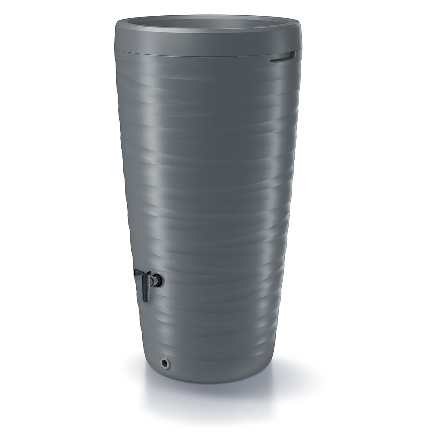 Serbatoio per Acqua Piovana Maze 240L | Ø59,3x114 cm | 2 Punti di Attacco | Incluso Inserto per Fiori Rubinetto e Sistema di Raccolta Acqua | Cisterna da Giardino | Colore Grigio Design Moderno