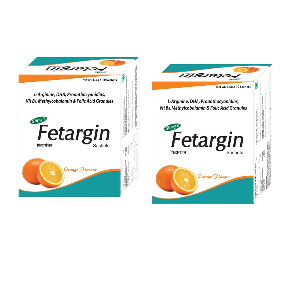 Shreys Fetargin, L-Arginine, DHA, Folic Acid, Vitamin B12 Methylcobalamin, Vitamin B6, 20 Sachets - Orange Flavour (Pack of 2) (B09S3SKRWW) Amazon Price History, Amazon Price Tracker