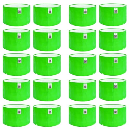 Image of Anandi Green's Premium HDPE Uv Protected 260 GSM Round Green Colour Plant Grow Bag, Suitable for Terrace and Vegetable Gardening Size 9x6 Inch Pack of 20